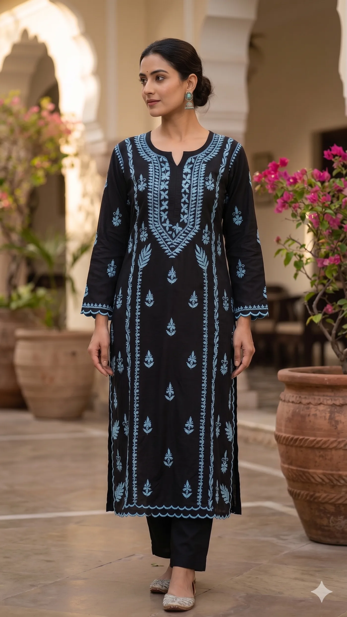 Elegant Black & Blue Chikankari Co-ord Set