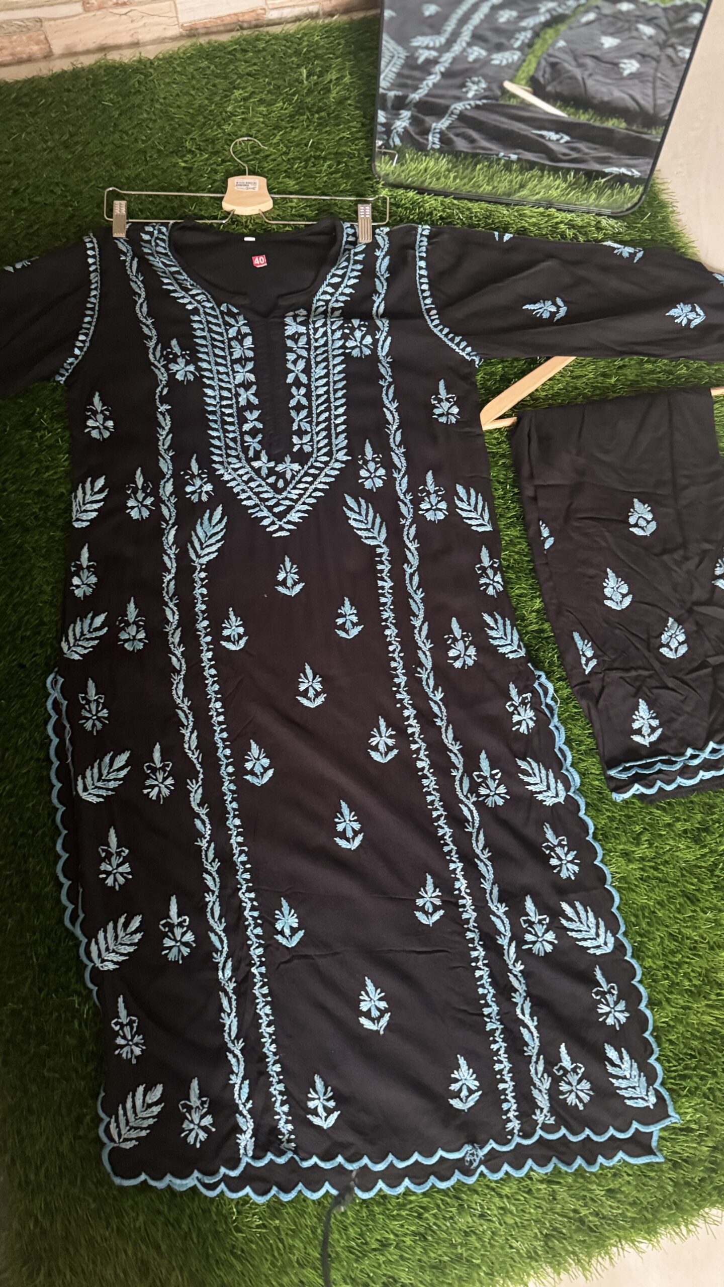 Elegant Black & Blue Chikankari Co-ord Set - Image 2