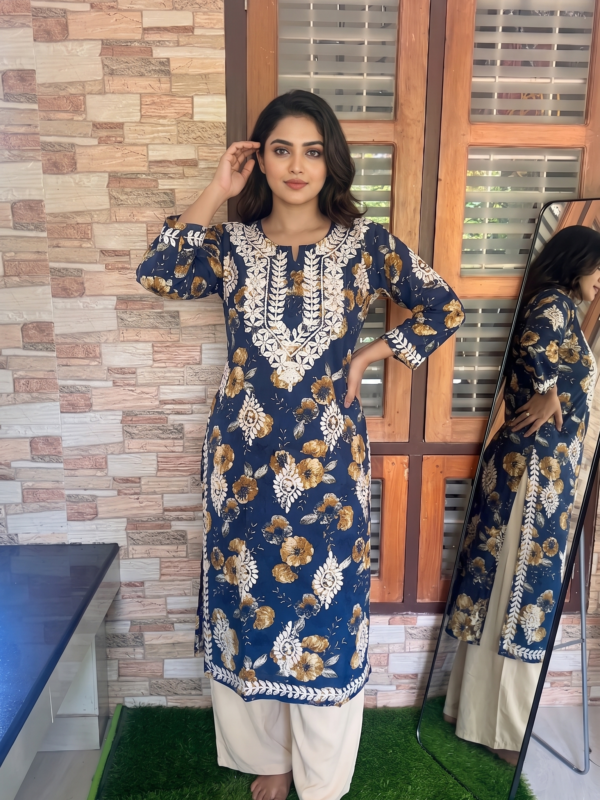 Elegant Navy Blue Chikankari Kurti