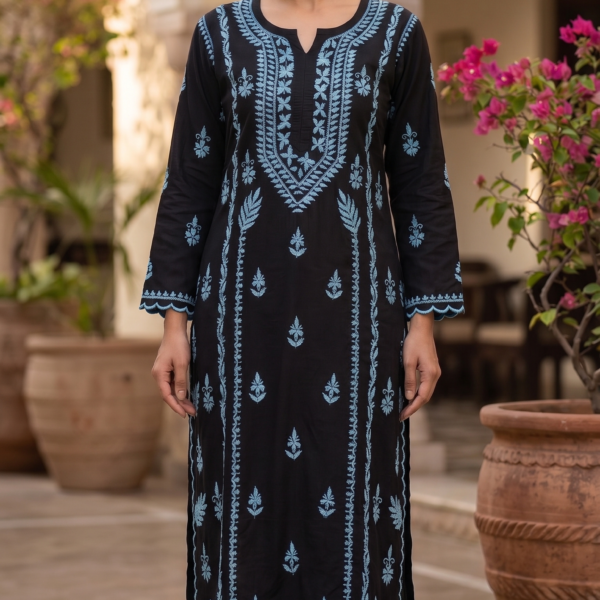 Elegant Black & Blue Chikankari Co-ord Set